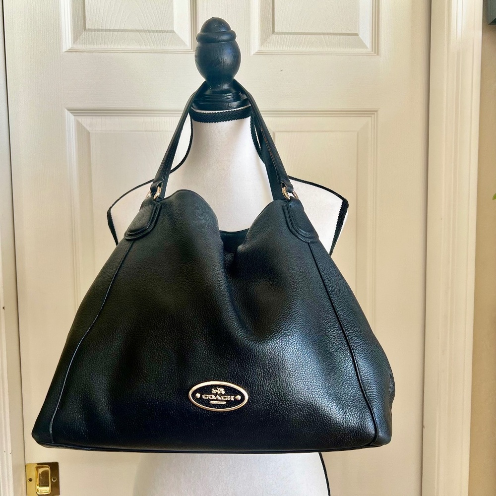 COACH 3 section Large BoHo satchel - black pebble leather